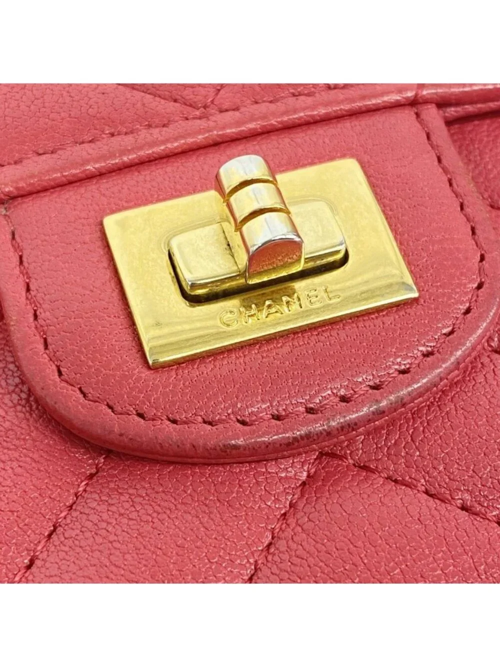 Chanel Trifold Wallet Stitch 2.55 Caviar Leather Pink Gold